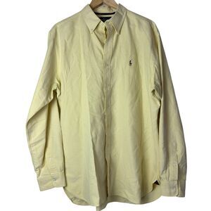 Vtg Polo Ralph Lauren Oxford Button Shirt Mens XL Yellow Preppy 90s Quiet Luxury